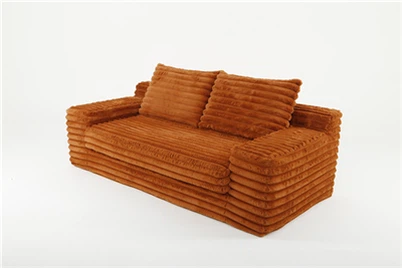 Šiltos spalvos suspaudimo sofa